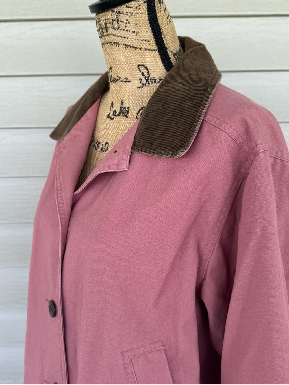 L.L. Bean Women’s Size L Pink Chore Jacket Flannel-Lined  Barn Work Coat Canvas - Picture 4 of 15